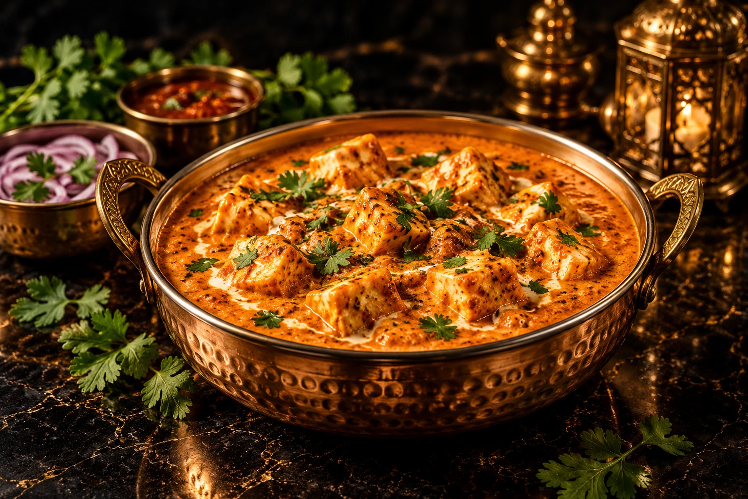 Illustration: Shahi paneer in a traditional serving bowl